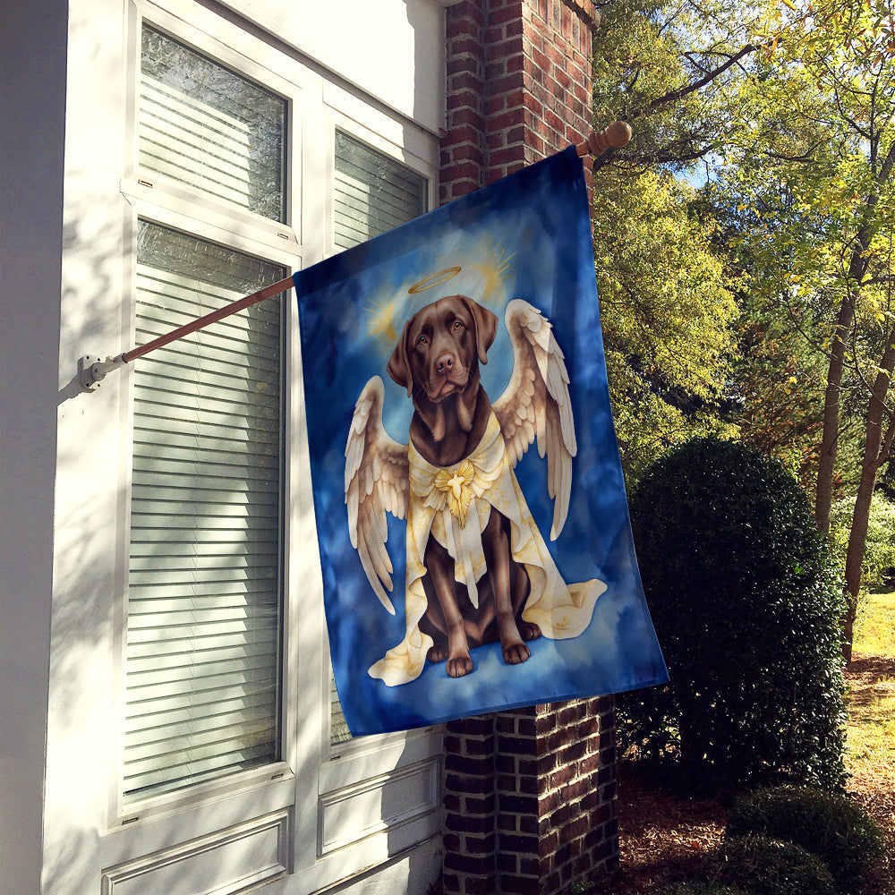 Chocolate Labrador Retriever My Angel House Flag 28x40 Porch Sleeve Pole Decorative Outside Yard Banner Artwork Wall Hanging, Polyester