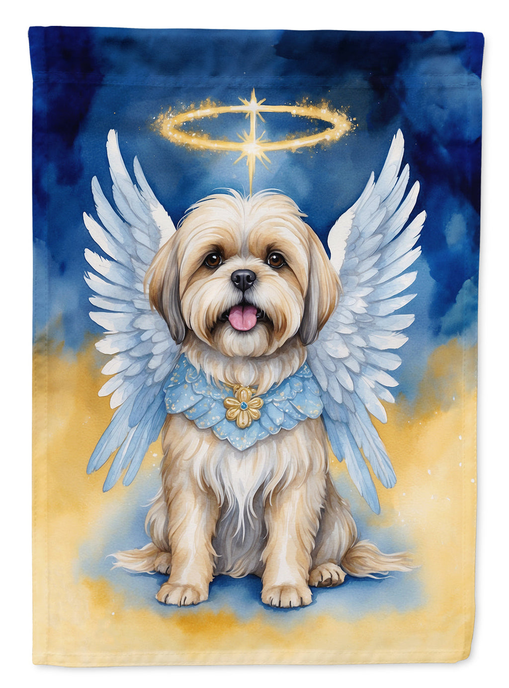 Lhasa Apso My Angel House Flag 28x40 Porch Sleeve Pole Decorative Outside Yard Banner Artwork Wall Hanging, Polyester