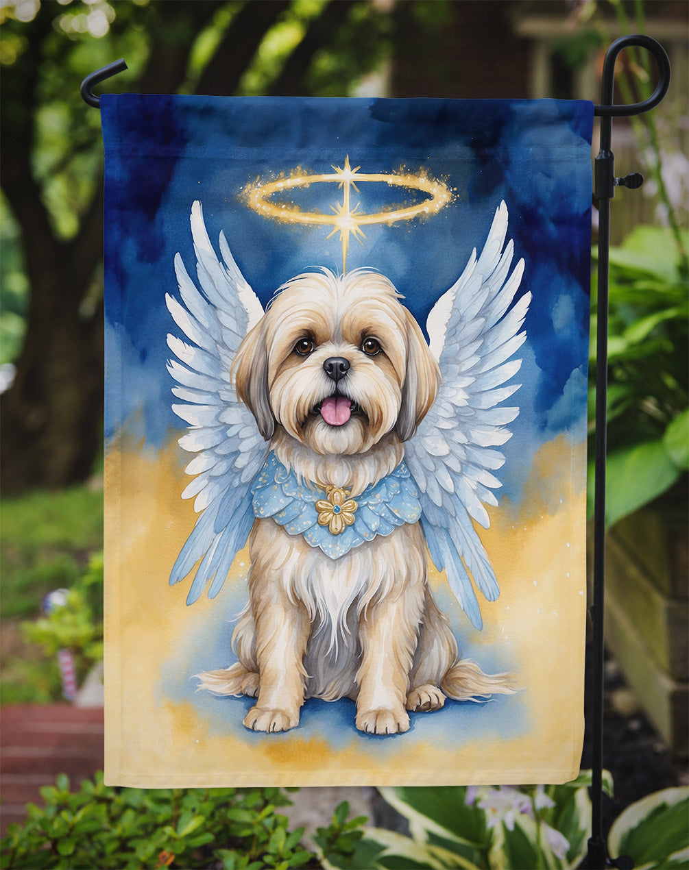 Lhasa Apso My Angel Garden Flag Mailbox Decorative Yard Banner Outside Patio Artwork for Flower Beds, Garden Size, Multicolor