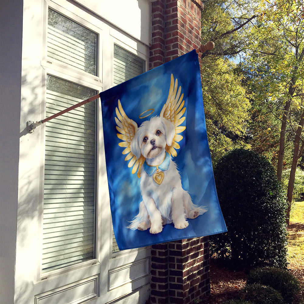 Maltese My Angel House Flag 28x40 Porch Sleeve Pole Decorative Outside Yard Banner Artwork Wall Hanging, Polyester