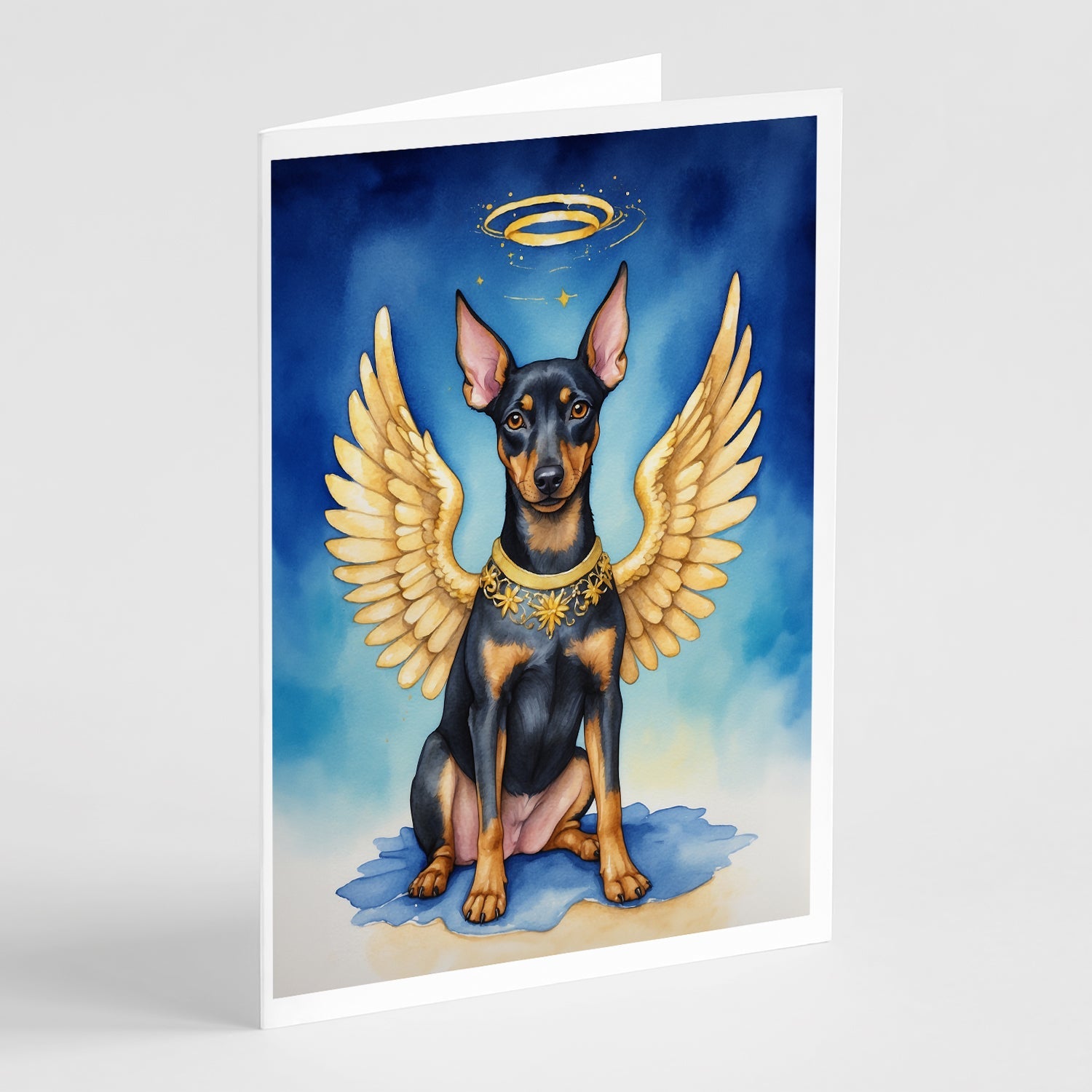 Manchester Terrier My Angel Greeting Cards Pack of 8 Blank Cards with Envelopes Whimsical A7 Size 5x7