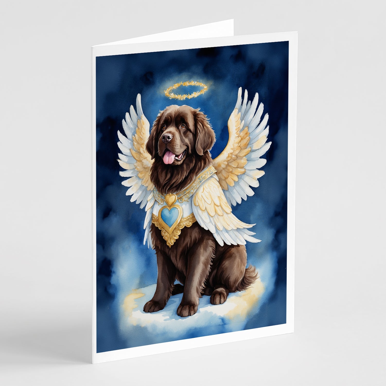 Newfoundland My Angel Greeting Cards Pack of 8 Blank Cards with Envelopes Whimsical A7 Size 5x7