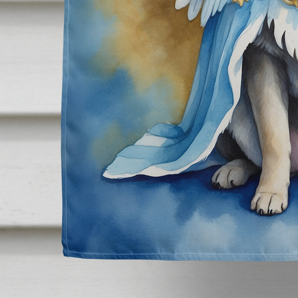Norwegian Elkhound My Angel House Flag 28x40 Porch Sleeve Pole Decorative Outside Yard Banner Artwork Wall Hanging, Polyester