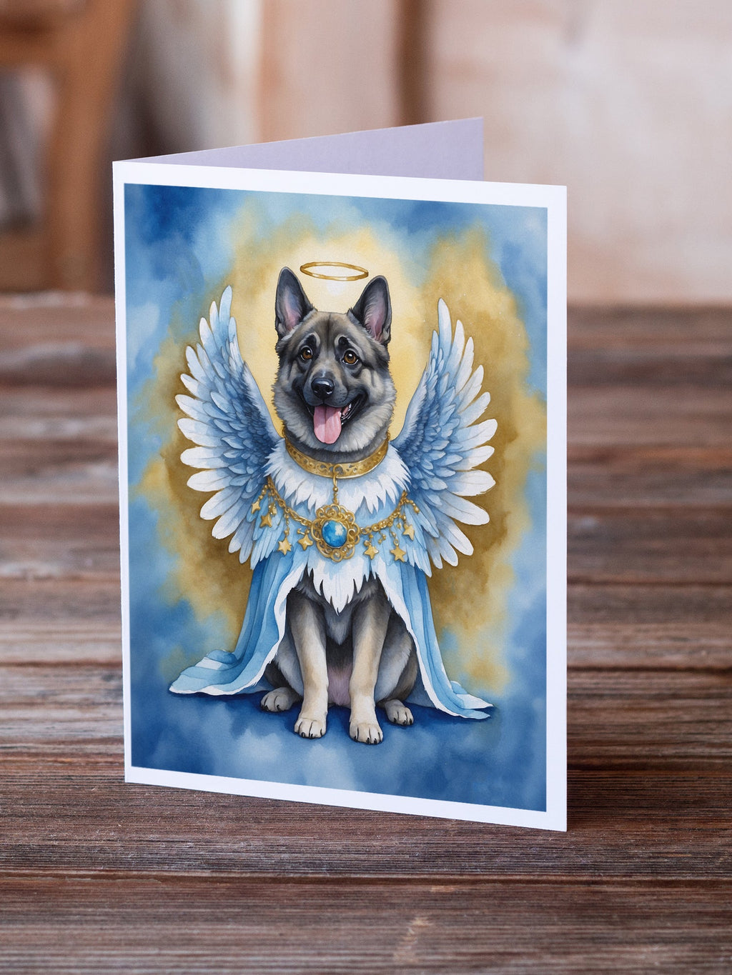 Norwegian Elkhound My Angel Greeting Cards Pack of 8 Blank Cards with Envelopes Whimsical A7 Size 5x7