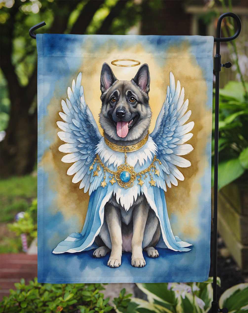 Norwegian Elkhound My Angel Garden Flag Mailbox Decorative Yard Banner Outside Patio Artwork for Flower Beds, Garden Size, Multicolor
