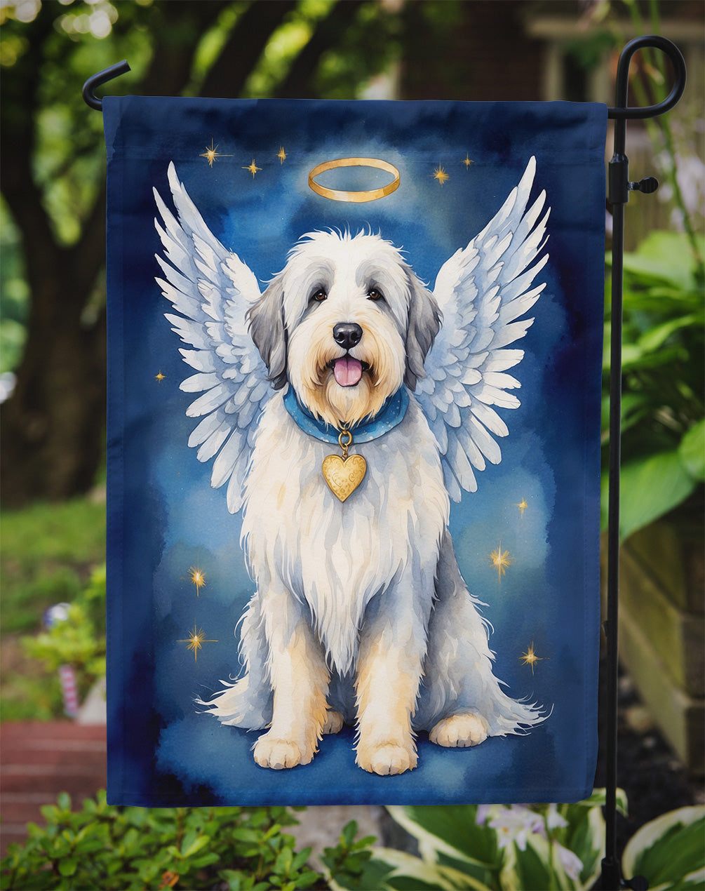 Old English Sheepdog My Angel Garden Flag Mailbox Decorative Yard Banner Outside Patio Artwork for Flower Beds, Garden Size, Multicolor