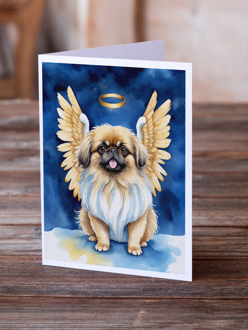 Pekingese My Angel Greeting Cards Pack of 8 Blank Cards with Envelopes Whimsical A7 Size 5x7