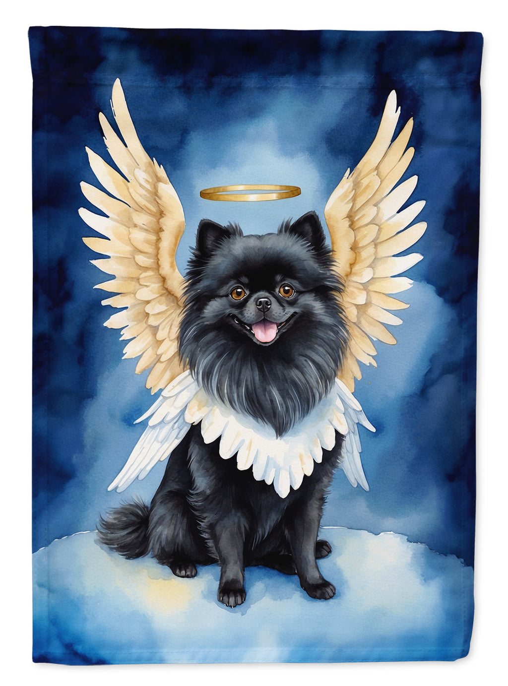 Black Pomeranian My Angel House Flag 28x40 Porch Sleeve Pole Decorative Outside Yard Banner Artwork Wall Hanging, Polyester