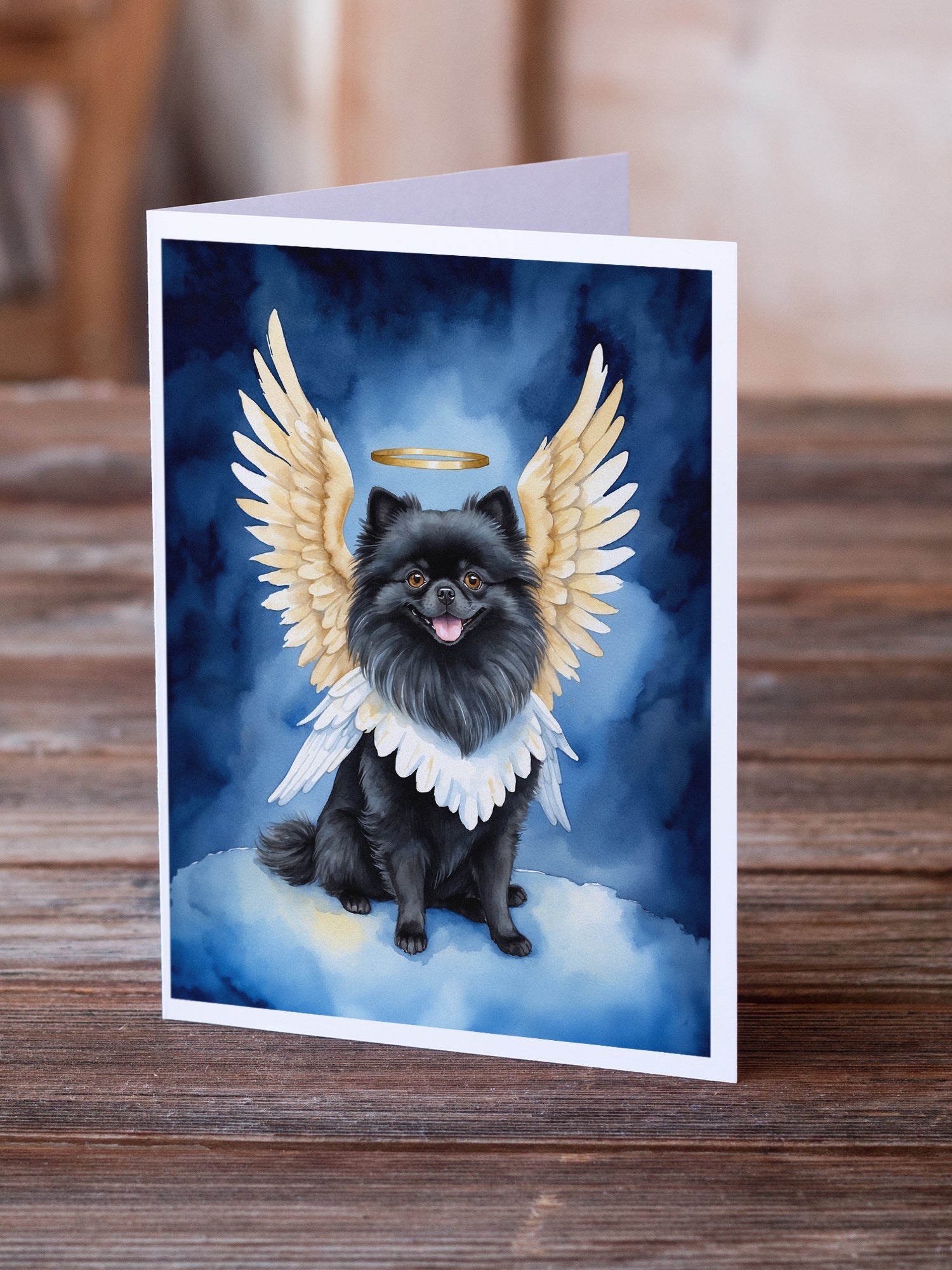 Black Pomeranian My Angel Greeting Cards Pack of 8 Blank Cards with Envelopes Whimsical A7 Size 5x7