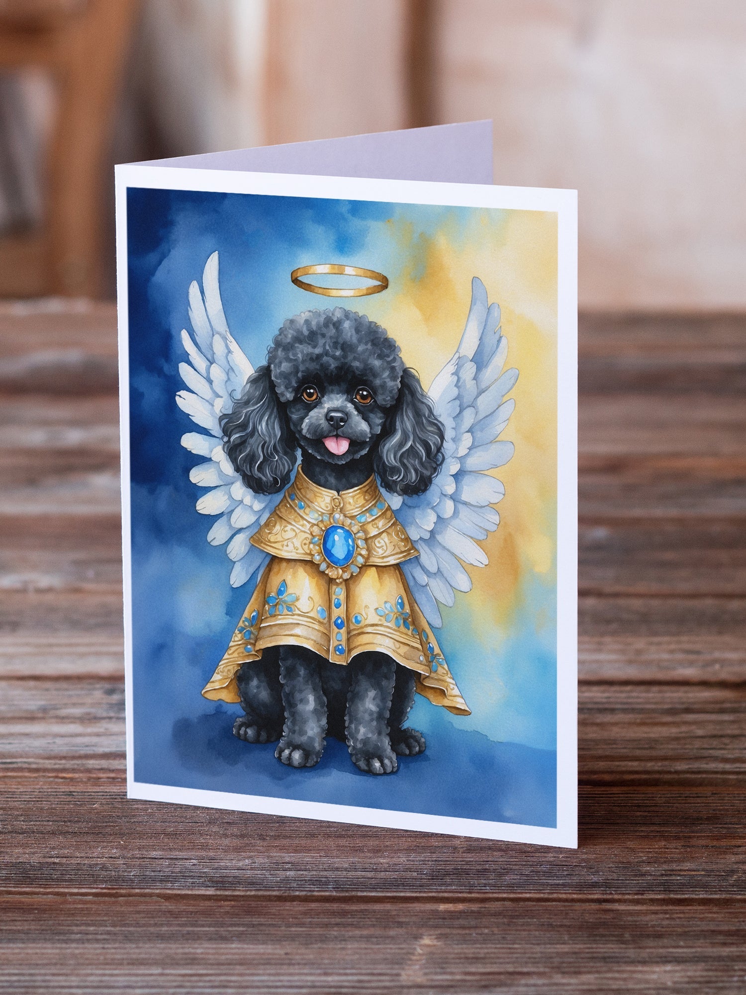 Black Poodle My Angel Greeting Cards Pack of 8 Blank Cards with Envelopes Whimsical A7 Size 5x7