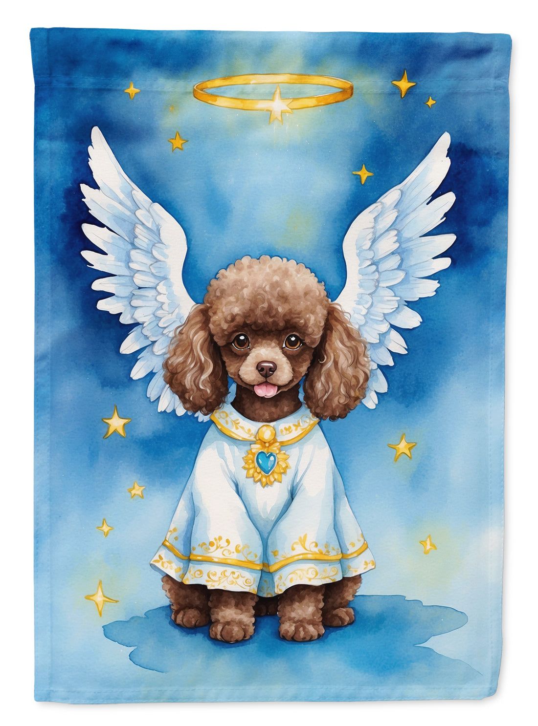 Chocolate Poodle My Angel House Flag 28x40 Porch Sleeve Pole Decorative Outside Yard Banner Artwork Wall Hanging, Polyester