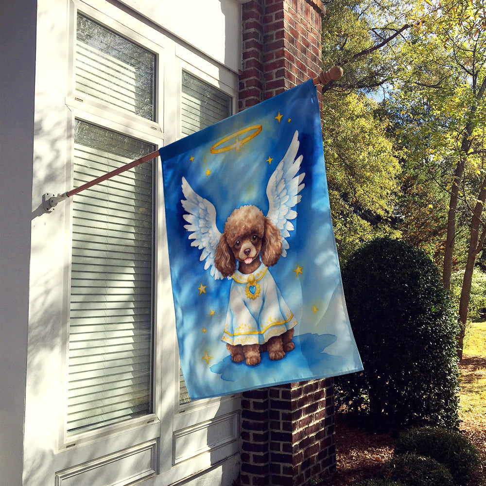 Chocolate Poodle My Angel House Flag 28x40 Porch Sleeve Pole Decorative Outside Yard Banner Artwork Wall Hanging, Polyester