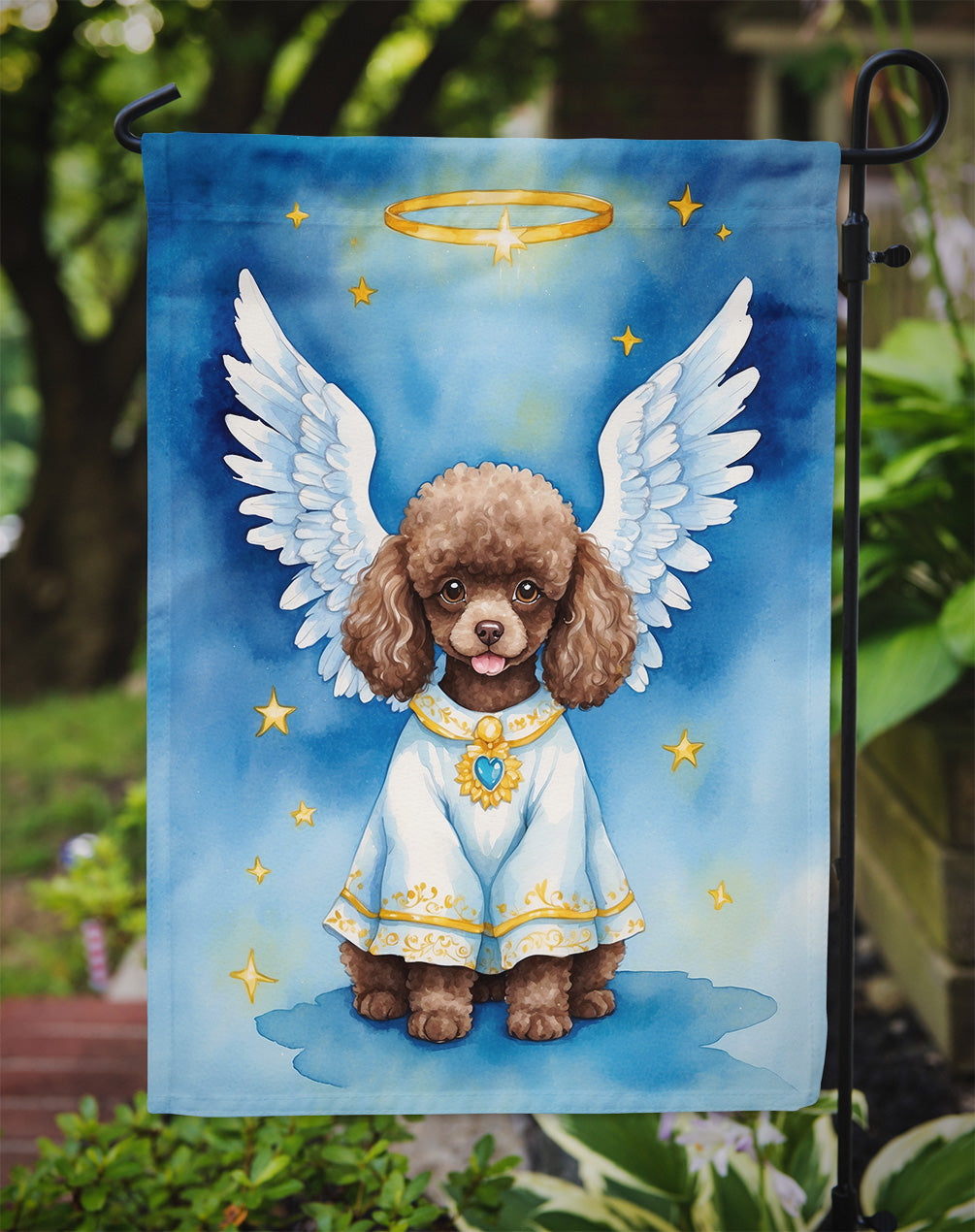 Chocolate Poodle My Angel Garden Flag Mailbox Decorative Yard Banner Outside Patio Artwork for Flower Beds, Garden Size, Multicolor
