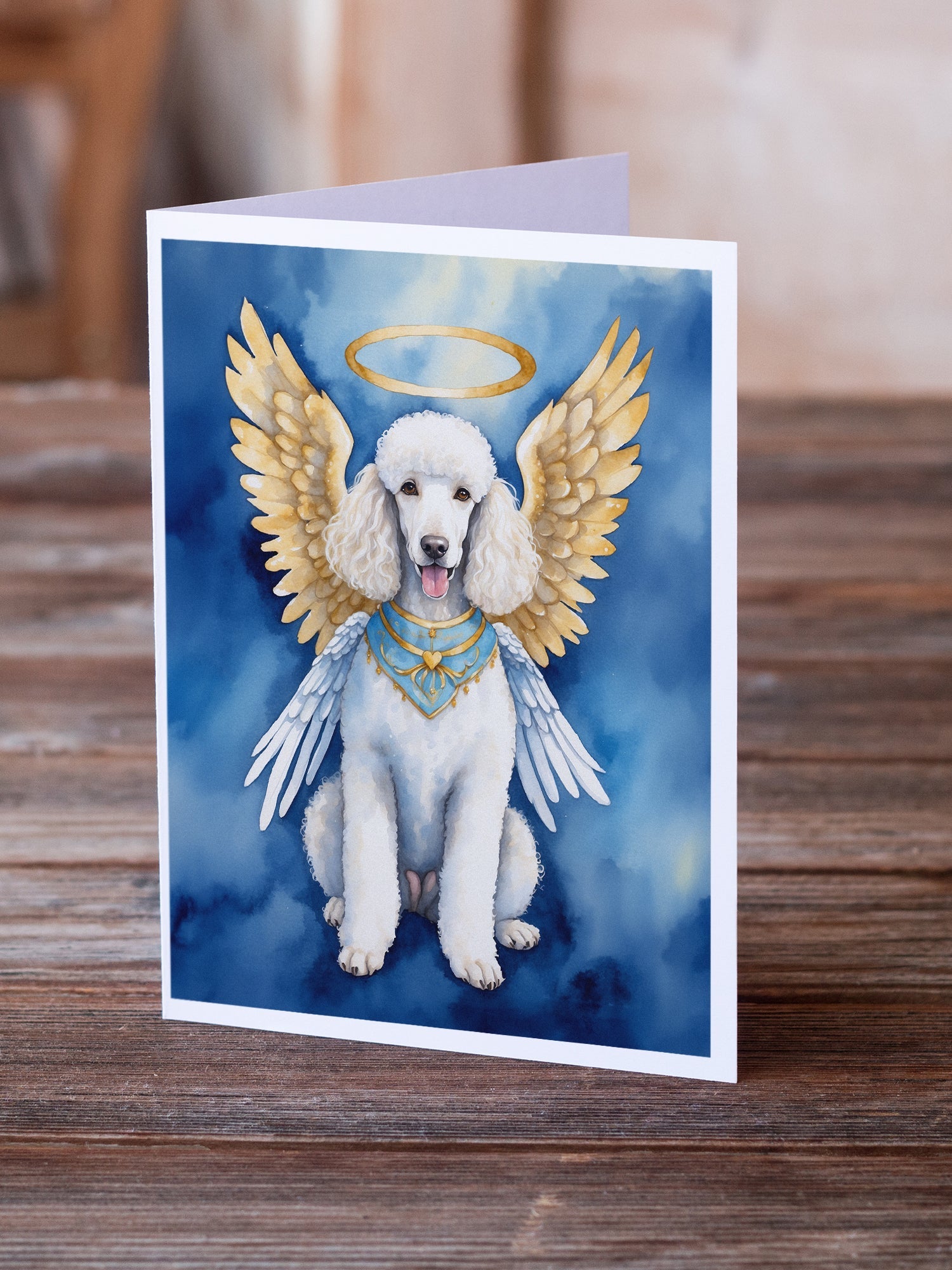 White Poodle My Angel Greeting Cards Pack of 8 Blank Cards with Envelopes Whimsical A7 Size 5x7