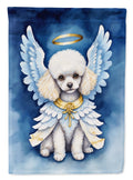 White Poodle My Angel House Flag 28x40 Porch Sleeve Pole Decorative Outside Yard Banner Artwork Wall Hanging, Polyester