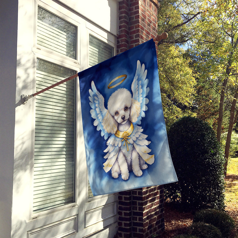 White Poodle My Angel House Flag 28x40 Porch Sleeve Pole Decorative Outside Yard Banner Artwork Wall Hanging, Polyester