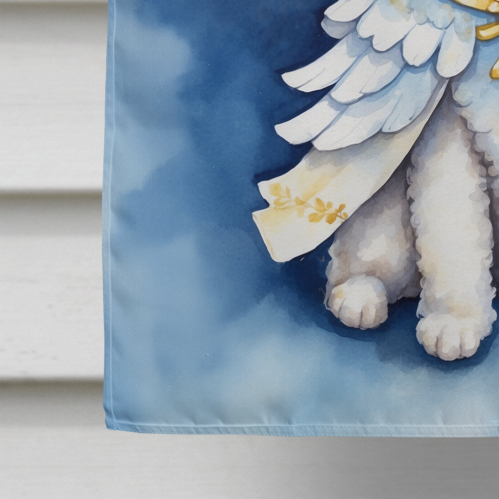 White Poodle My Angel House Flag 28x40 Porch Sleeve Pole Decorative Outside Yard Banner Artwork Wall Hanging, Polyester