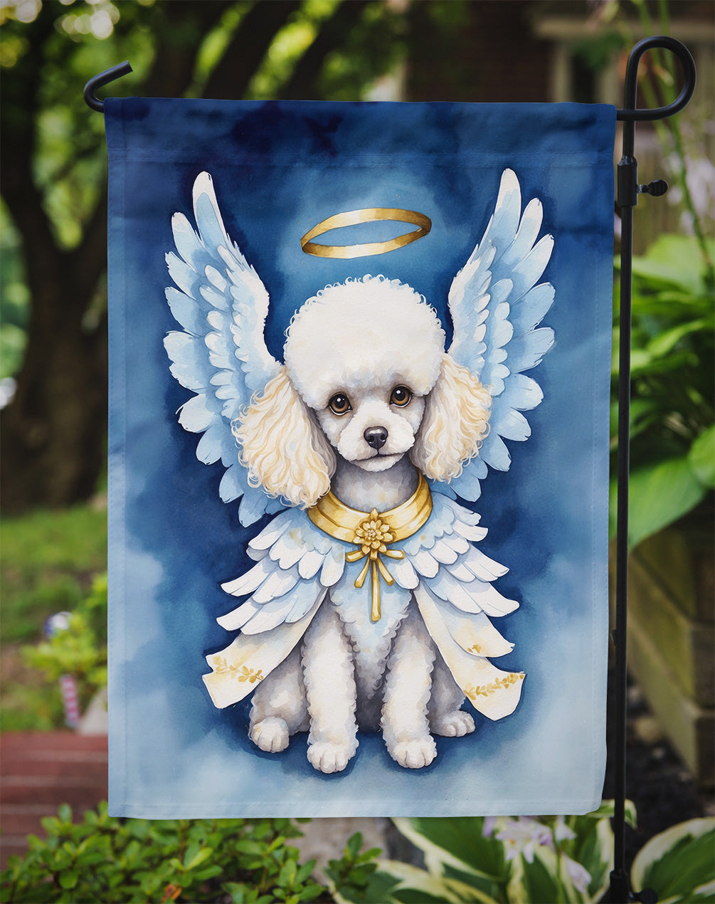 White Poodle My Angel Garden Flag Mailbox Decorative Yard Banner Outside Patio Artwork for Flower Beds, Garden Size, Multicolor