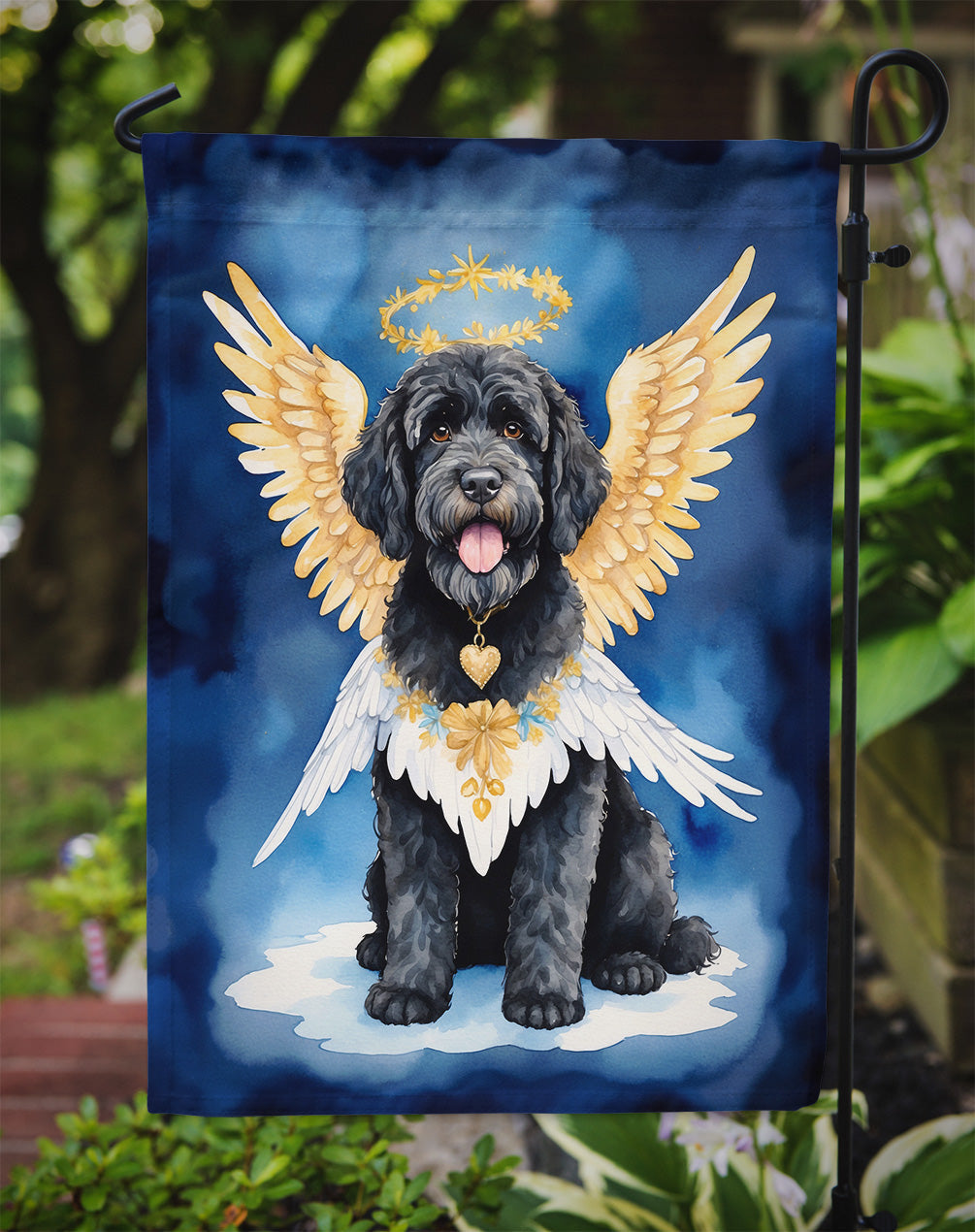 Portuguese Water Dog My Angel Garden Flag Mailbox Decorative Yard Banner Outside Patio Artwork for Flower Beds, Garden Size, Multicolor