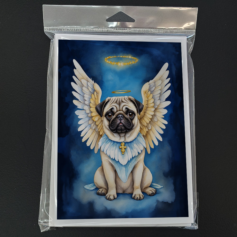 Pug My Angel Greeting Cards Pack of 8 Blank Cards with Envelopes Whimsical A7 Size 5x7
