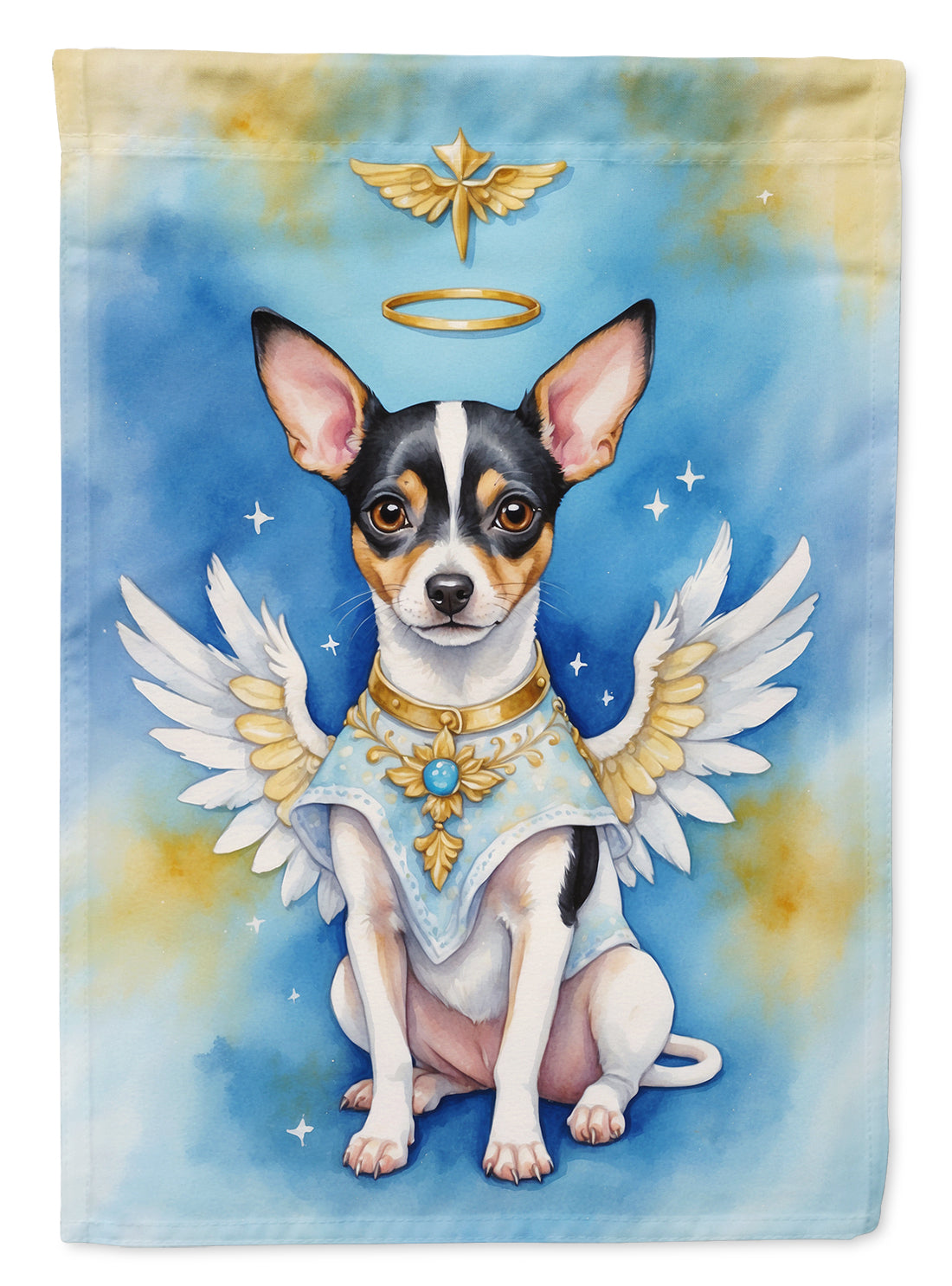 Rat Terrier My Angel House Flag 28x40 Porch Sleeve Pole Decorative Outside Yard Banner Artwork Wall Hanging, Polyester