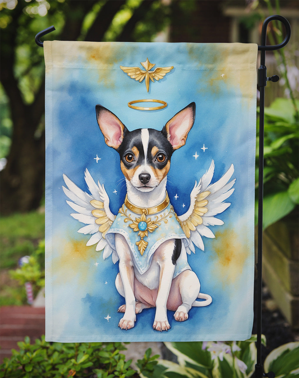 Rat Terrier My Angel Garden Flag Mailbox Decorative Yard Banner Outside Patio Artwork for Flower Beds, Garden Size, Multicolor