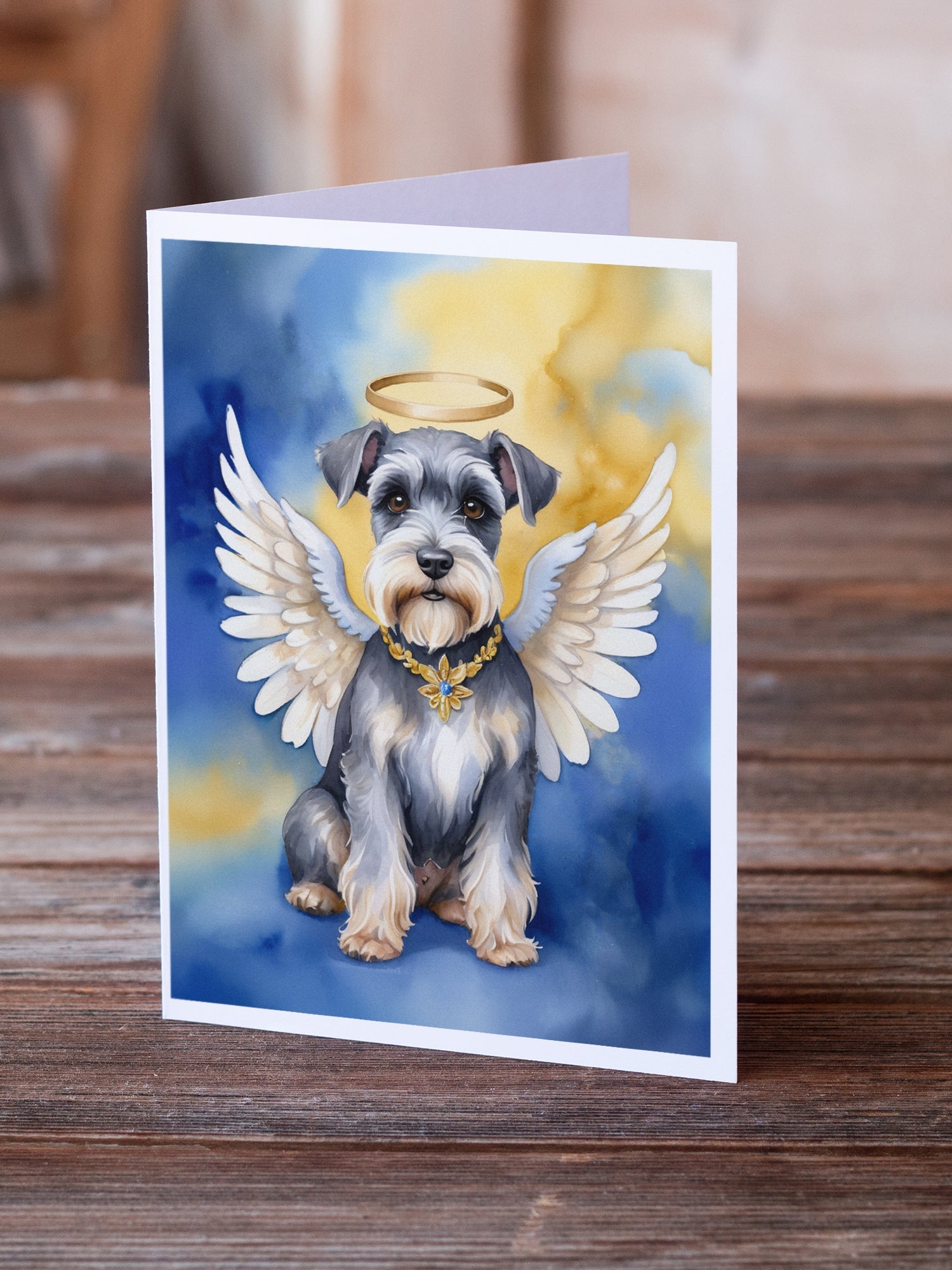 Schnauzer My Angel Greeting Cards Pack of 8 Blank Cards with Envelopes Whimsical A7 Size 5x7