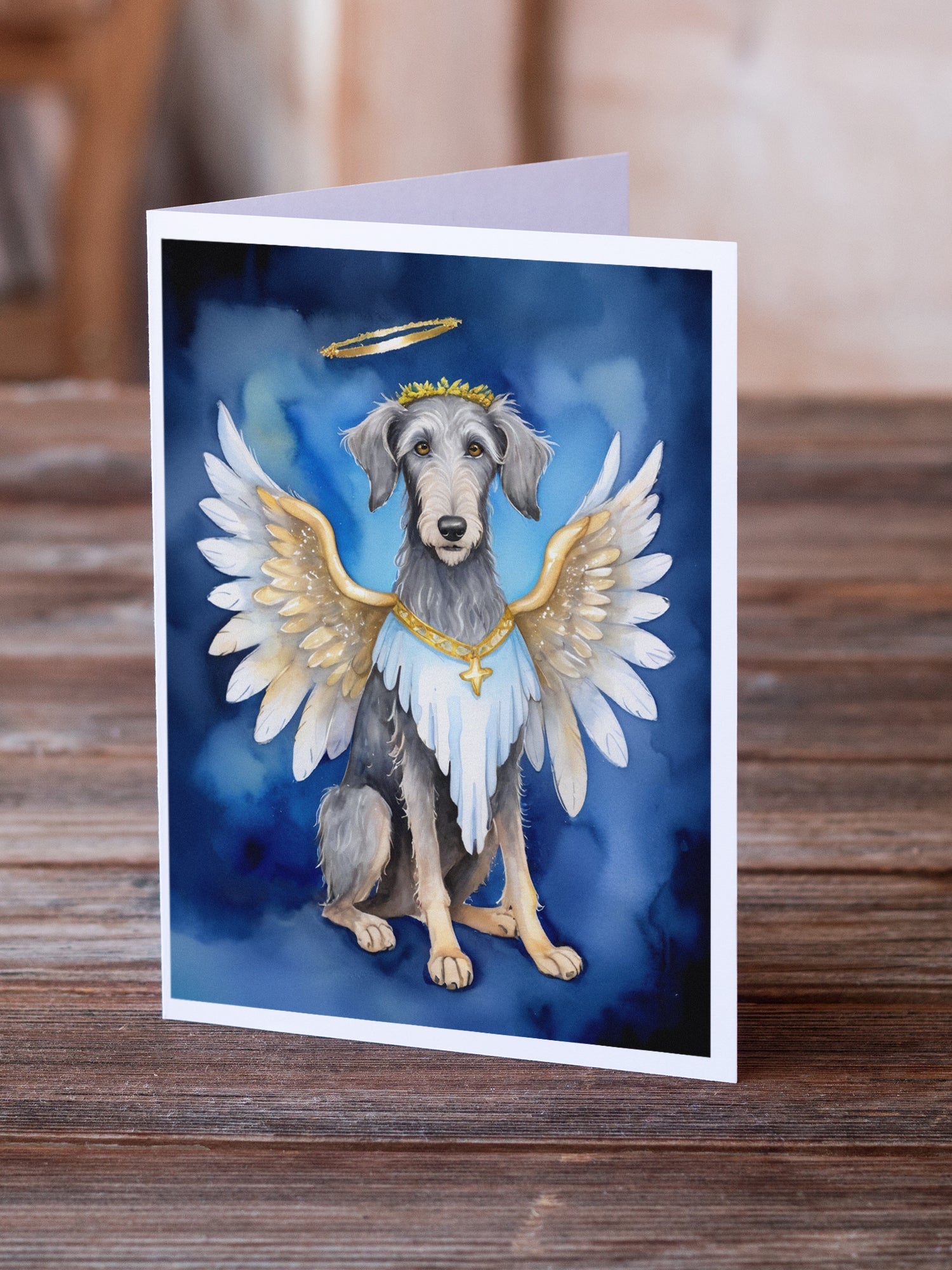 Scottish Deerhound My Angel Greeting Cards Pack of 8 Blank Cards with Envelopes Whimsical A7 Size 5x7