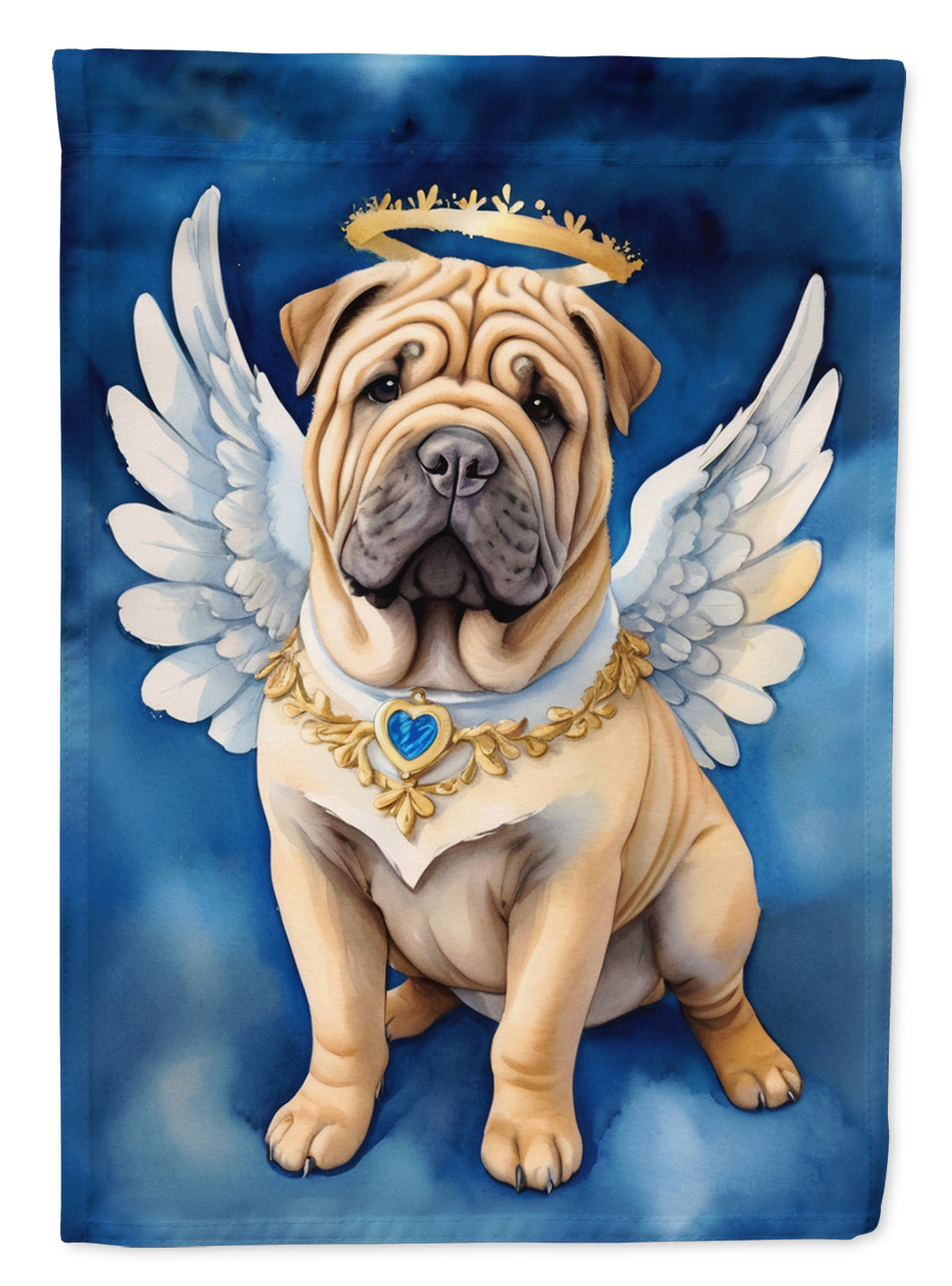 Shar Pei My Angel House Flag 28x40 Porch Sleeve Pole Decorative Outside Yard Banner Artwork Wall Hanging, Polyester