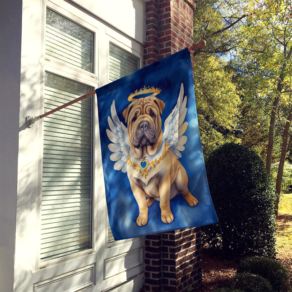Shar Pei My Angel House Flag 28x40 Porch Sleeve Pole Decorative Outside Yard Banner Artwork Wall Hanging, Polyester