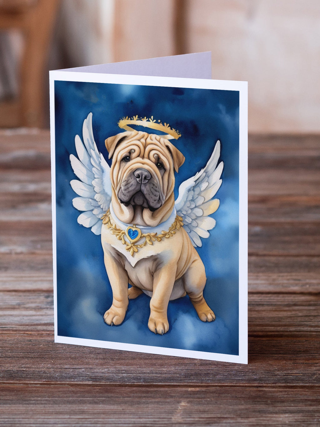 Shar Pei My Angel Greeting Cards Pack of 8 Blank Cards with Envelopes Whimsical A7 Size 5x7