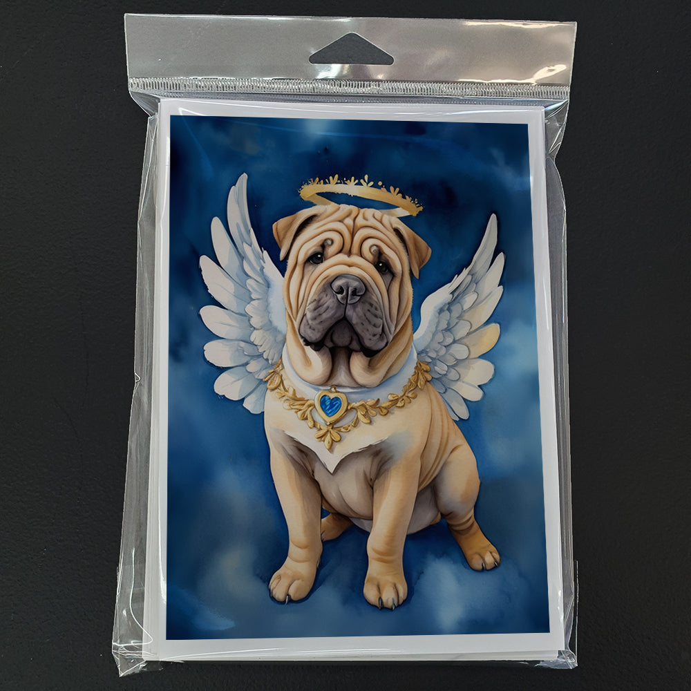 Shar Pei My Angel Greeting Cards Pack of 8 Blank Cards with Envelopes Whimsical A7 Size 5x7