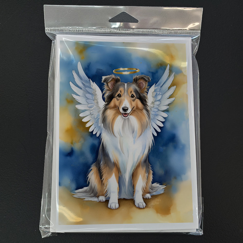 Sheltie My Angel Greeting Cards Pack of 8 Blank Cards with Envelopes Whimsical A7 Size 5x7
