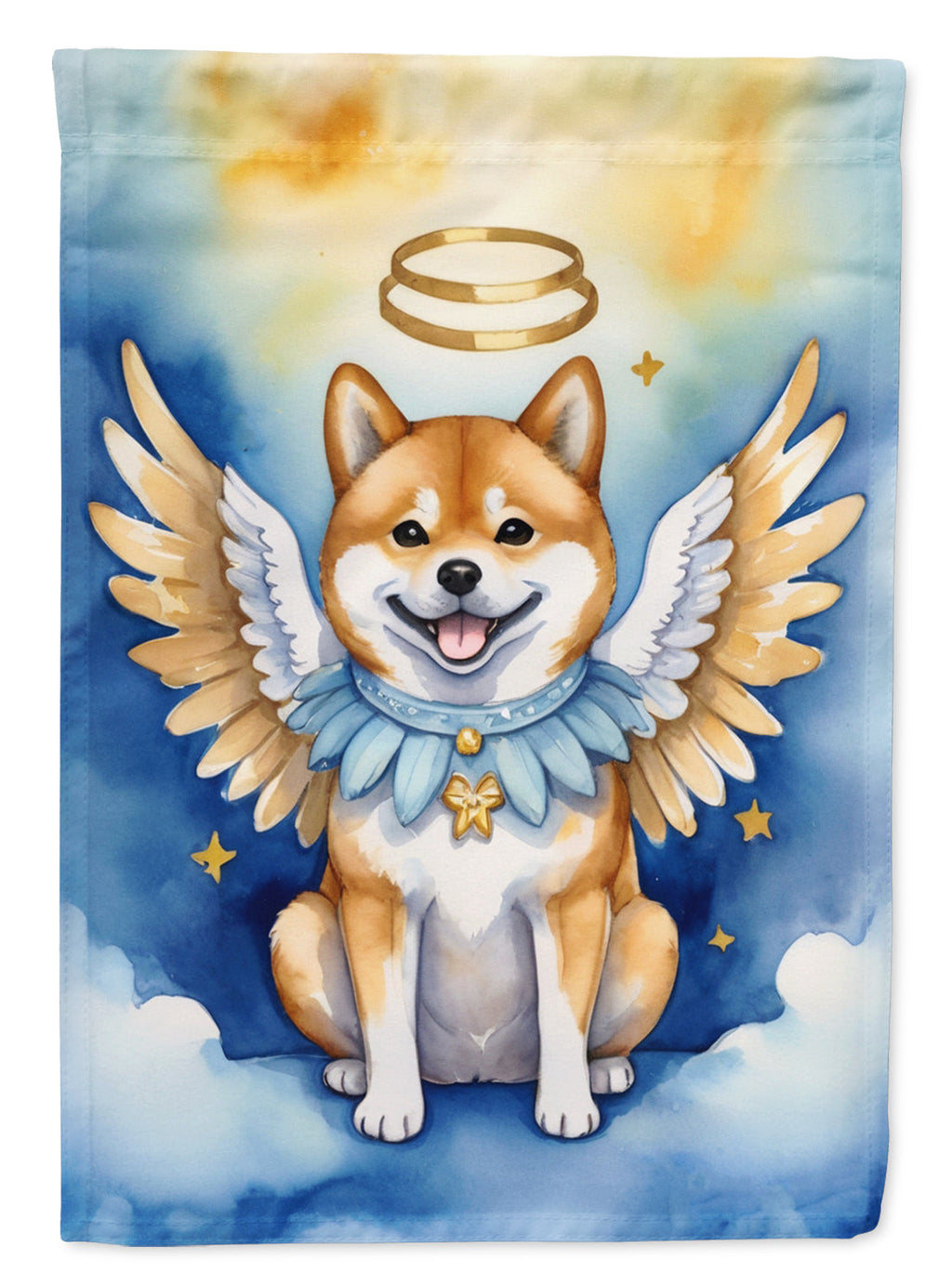 Shiba Inu My Angel House Flag 28x40 Porch Sleeve Pole Decorative Outside Yard Banner Artwork Wall Hanging, Polyester