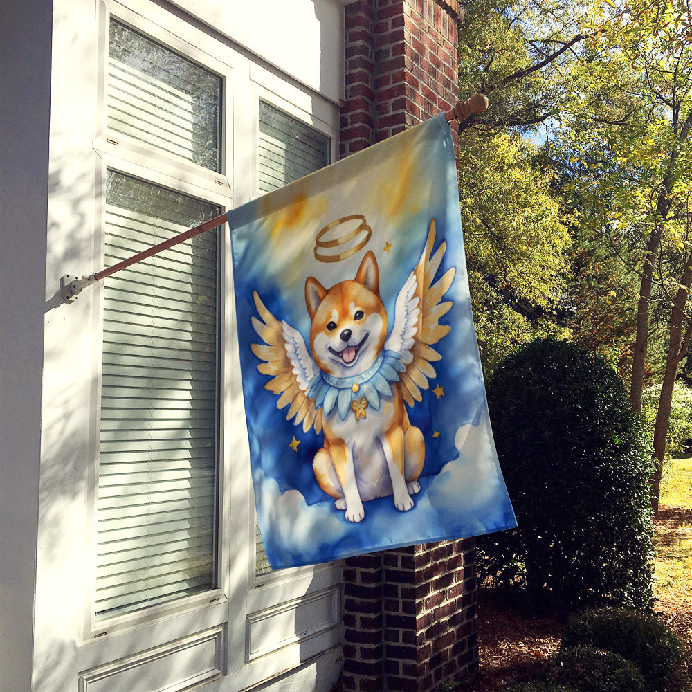 Shiba Inu My Angel House Flag 28x40 Porch Sleeve Pole Decorative Outside Yard Banner Artwork Wall Hanging, Polyester