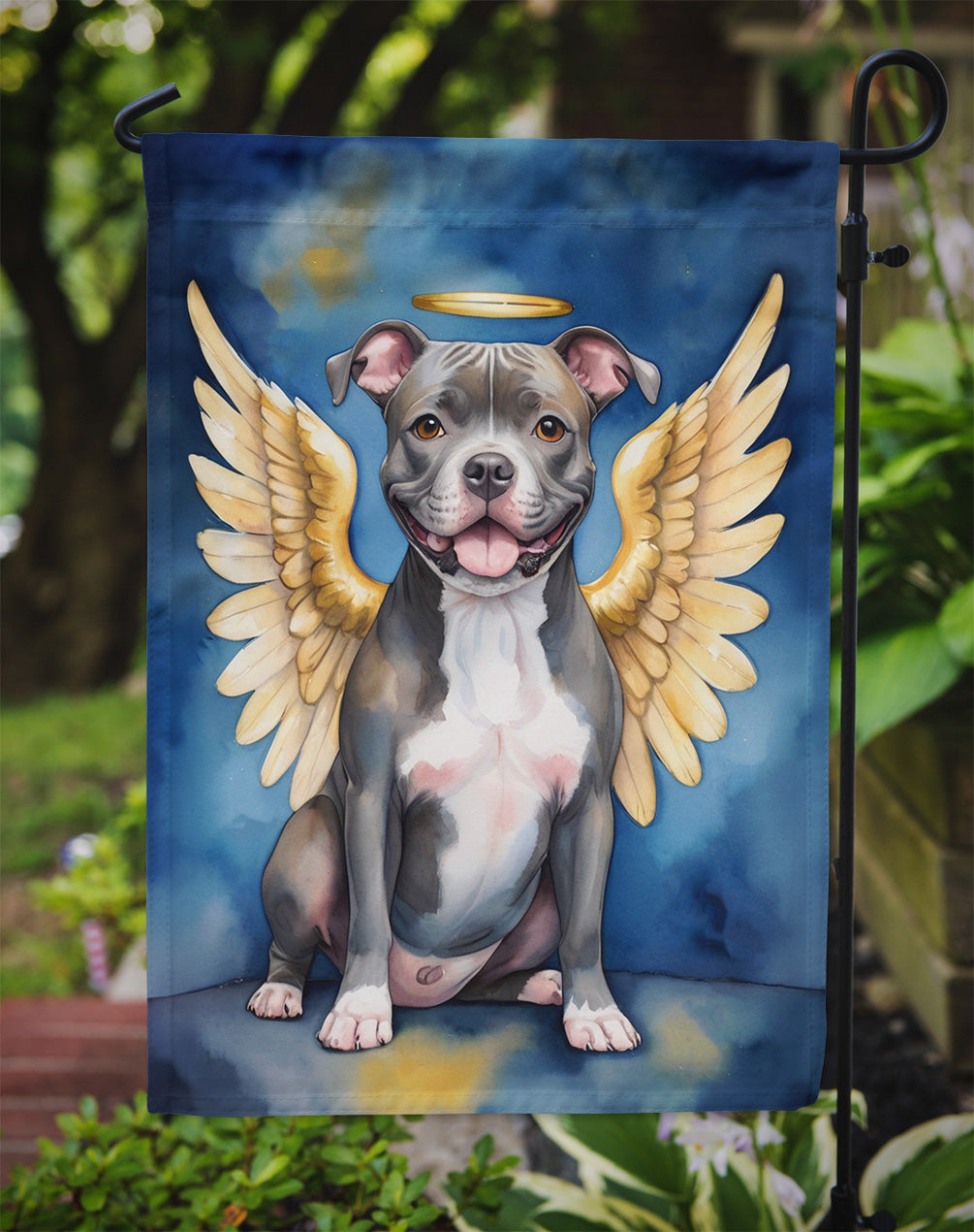 Staffordshire Bull Terrier My Angel Garden Flag Mailbox Decorative Yard Banner Outside Patio Artwork for Flower Beds, Garden Size, Multicolor