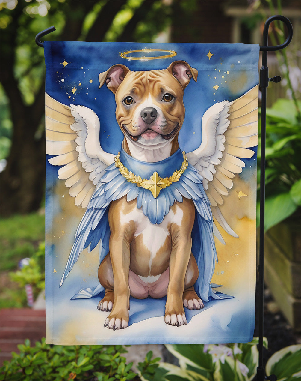 Staffordshire Bull Terrier My Angel Garden Flag Mailbox Decorative Yard Banner Outside Patio Artwork for Flower Beds, Garden Size, Multicolor