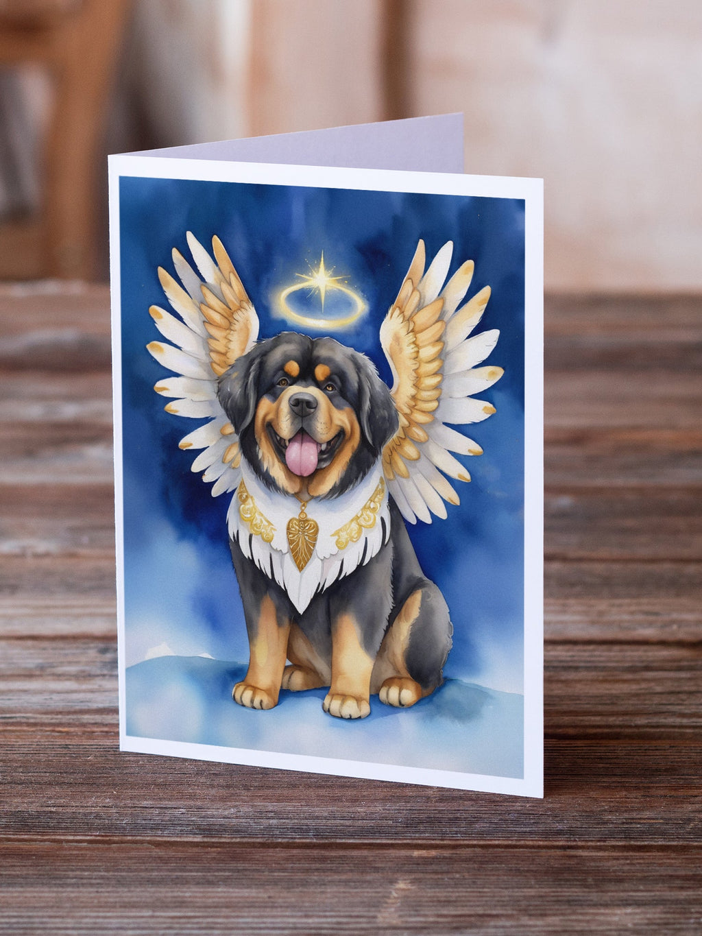 Tibetan Mastiff My Angel Greeting Cards Pack of 8 Blank Cards with Envelopes Whimsical A7 Size 5x7