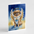 Tibetan Spaniel My Angel Greeting Cards Pack of 8 Blank Cards with Envelopes Whimsical A7 Size 5x7