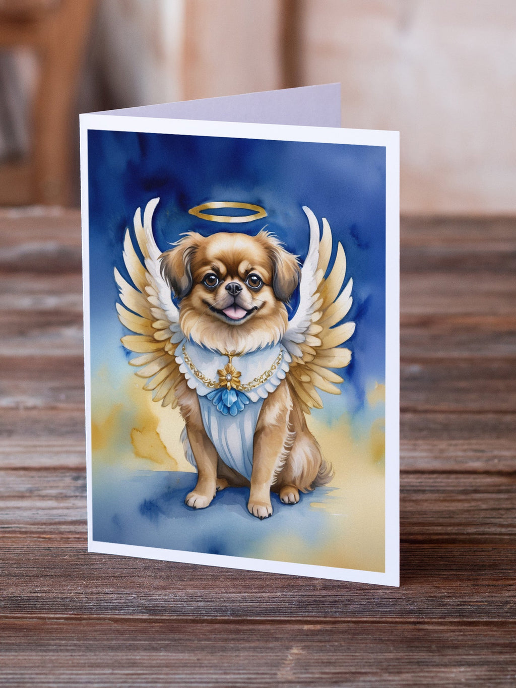 Tibetan Spaniel My Angel Greeting Cards Pack of 8 Blank Cards with Envelopes Whimsical A7 Size 5x7
