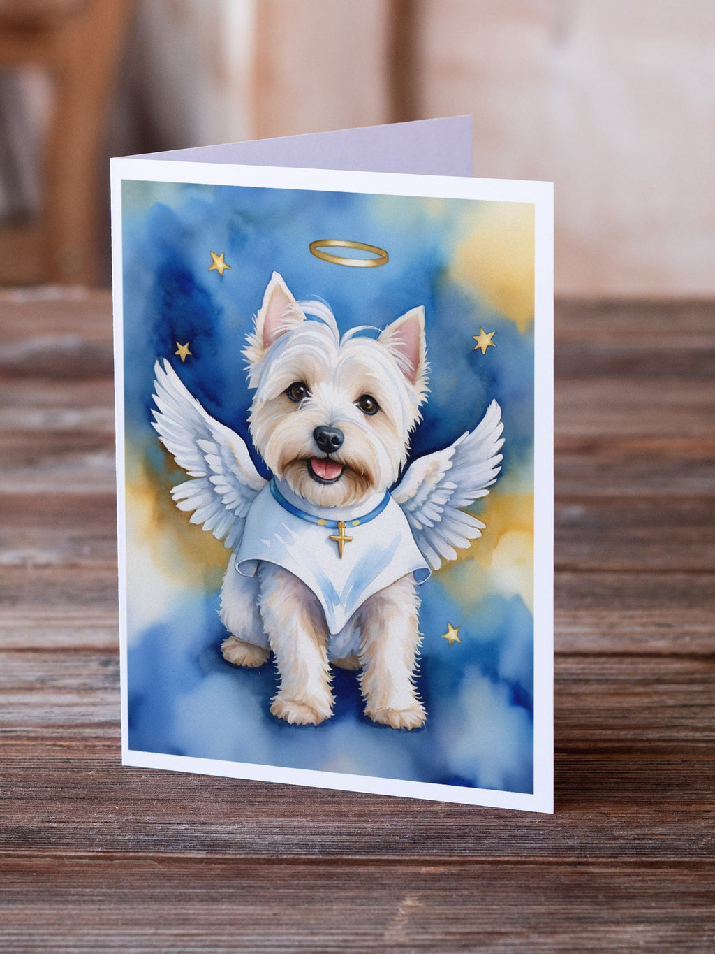 Westie My Angel Greeting Cards Pack of 8 Blank Cards with Envelopes Whimsical A7 Size 5x7