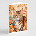 Aegean Cat in Fall Leaves Greeting Cards Pack of 8 Blank Cards with Envelopes Whimsical A7 Size 5x7