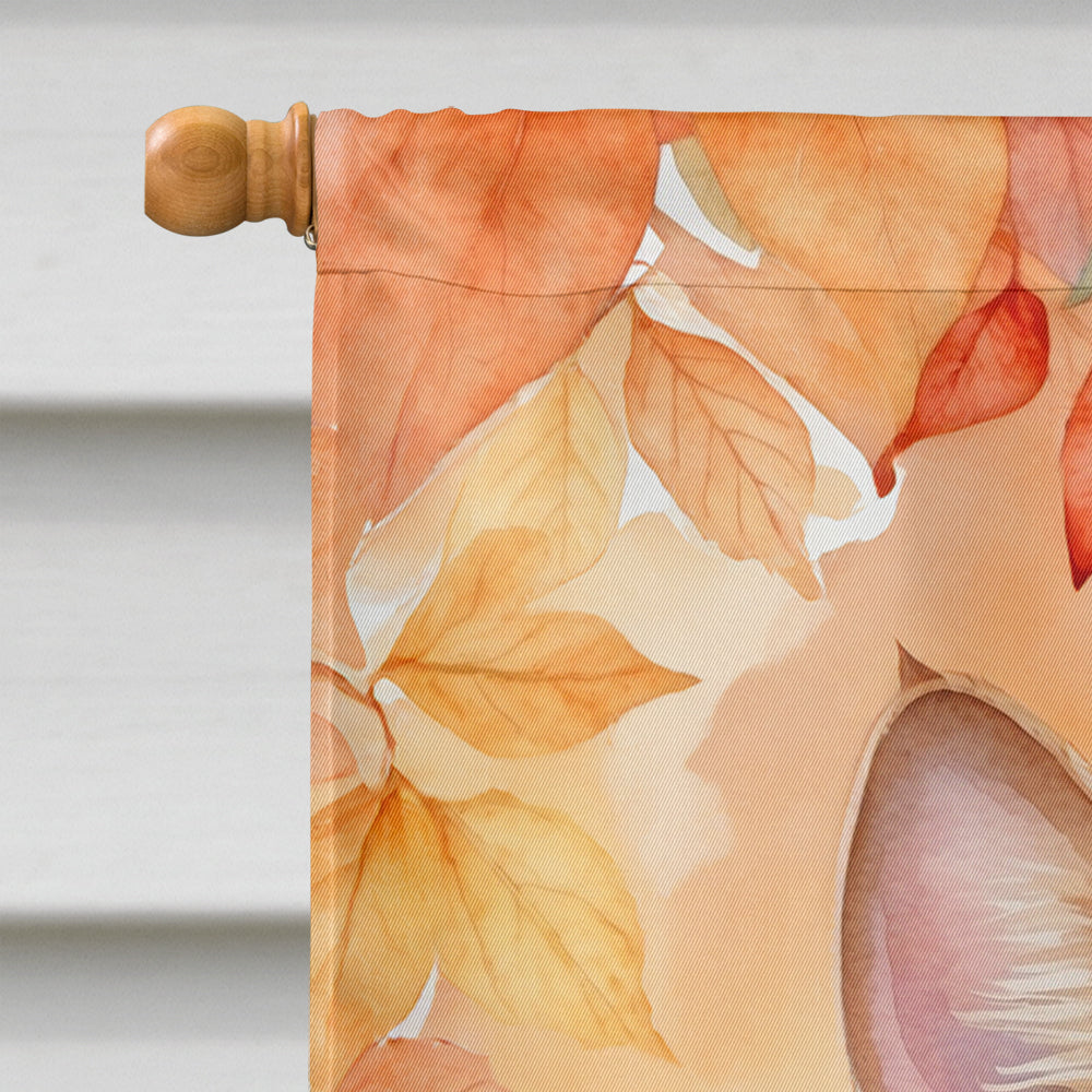 Arabian Mau Cat in Fall Leaves House Flag 28x40 Porch Sleeve Pole Decorative Outside Yard Banner Artwork Wall Hanging, Polyester