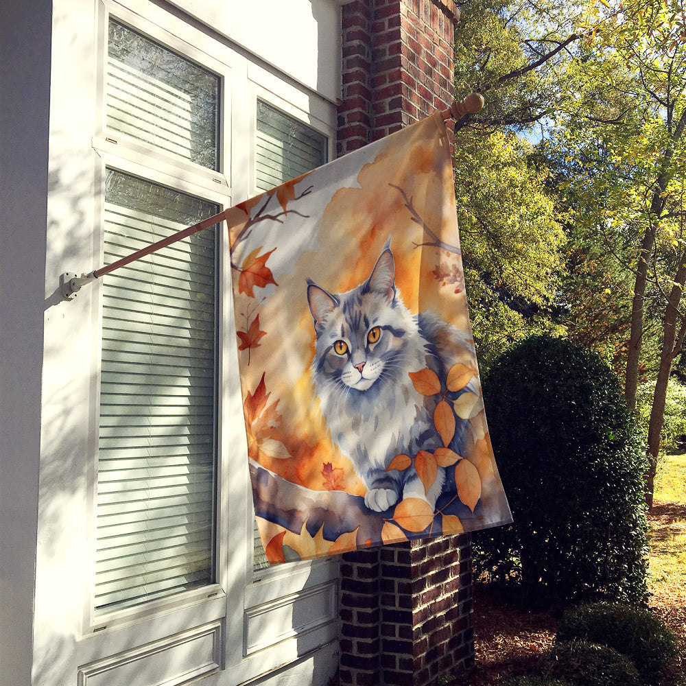 Australian Mist Cat in Fall Leaves House Flag 28x40 Porch Sleeve Pole Decorative Outside Yard Banner Artwork Wall Hanging, Polyester