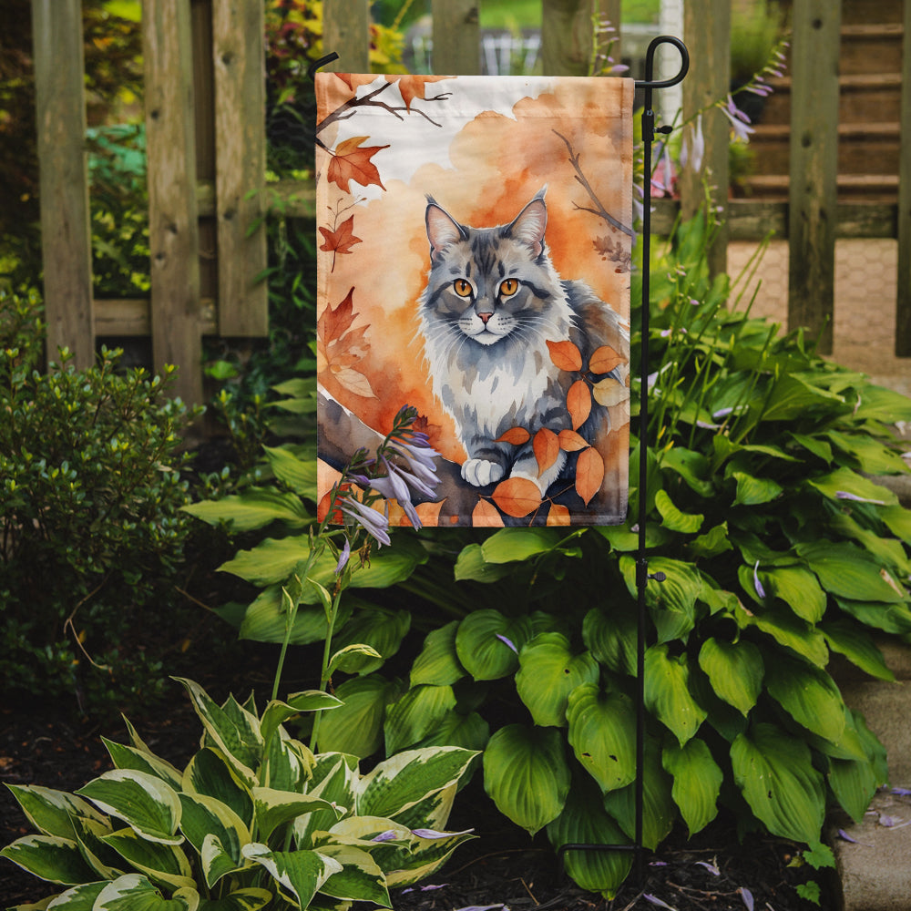 Australian Mist Cat in Fall Leaves Garden Flag Mailbox Decorative Yard Banner Outside Patio Artwork for Flower Beds, Garden Size, Multicolor