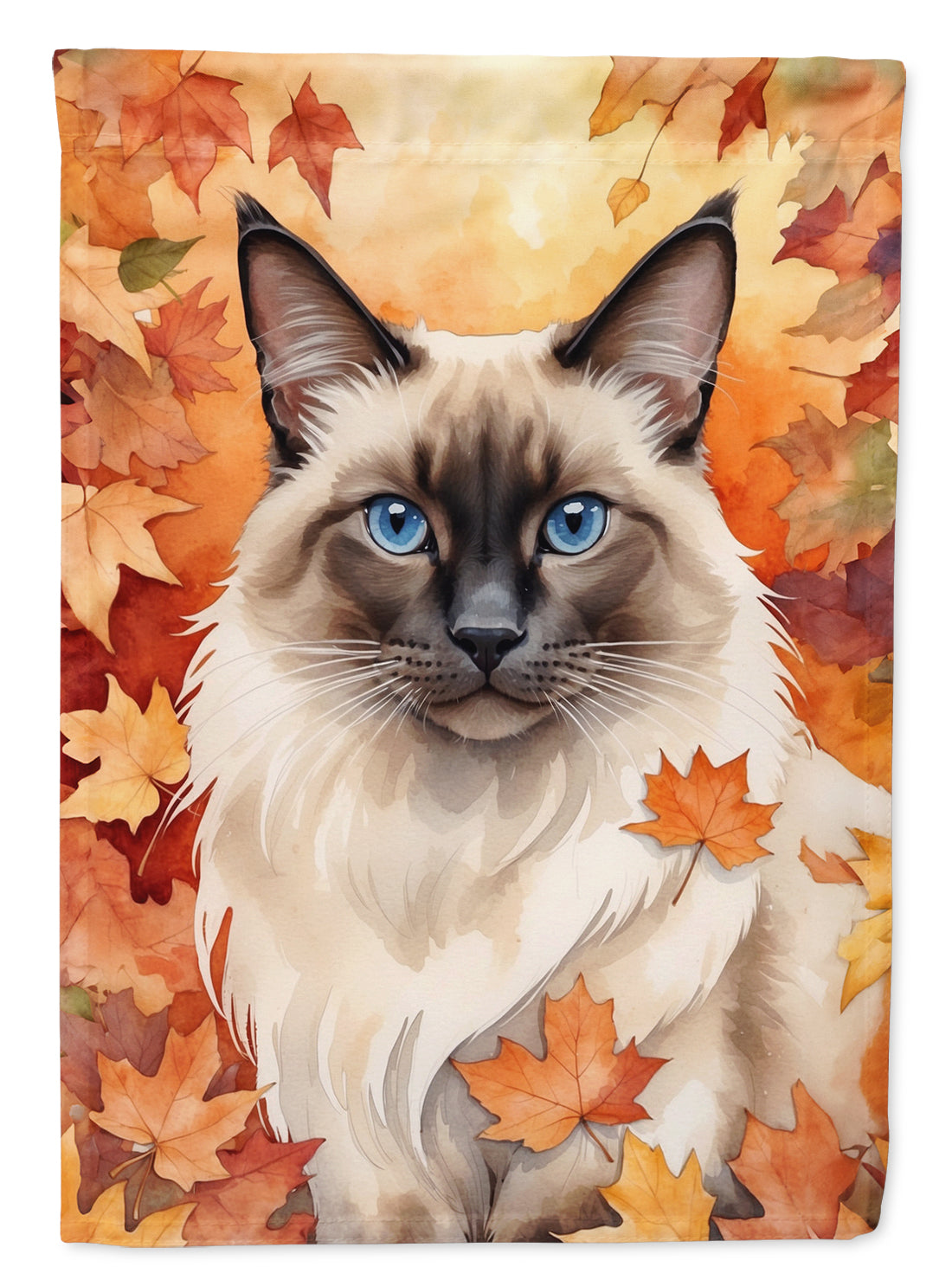Balinese Cat in Fall Leaves Garden Flag Mailbox Decorative Yard Banner Outside Patio Artwork for Flower Beds, Garden Size, Multicolor
