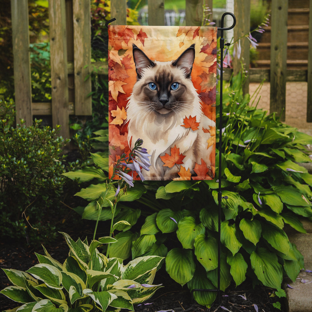 Balinese Cat in Fall Leaves Garden Flag Mailbox Decorative Yard Banner Outside Patio Artwork for Flower Beds, Garden Size, Multicolor