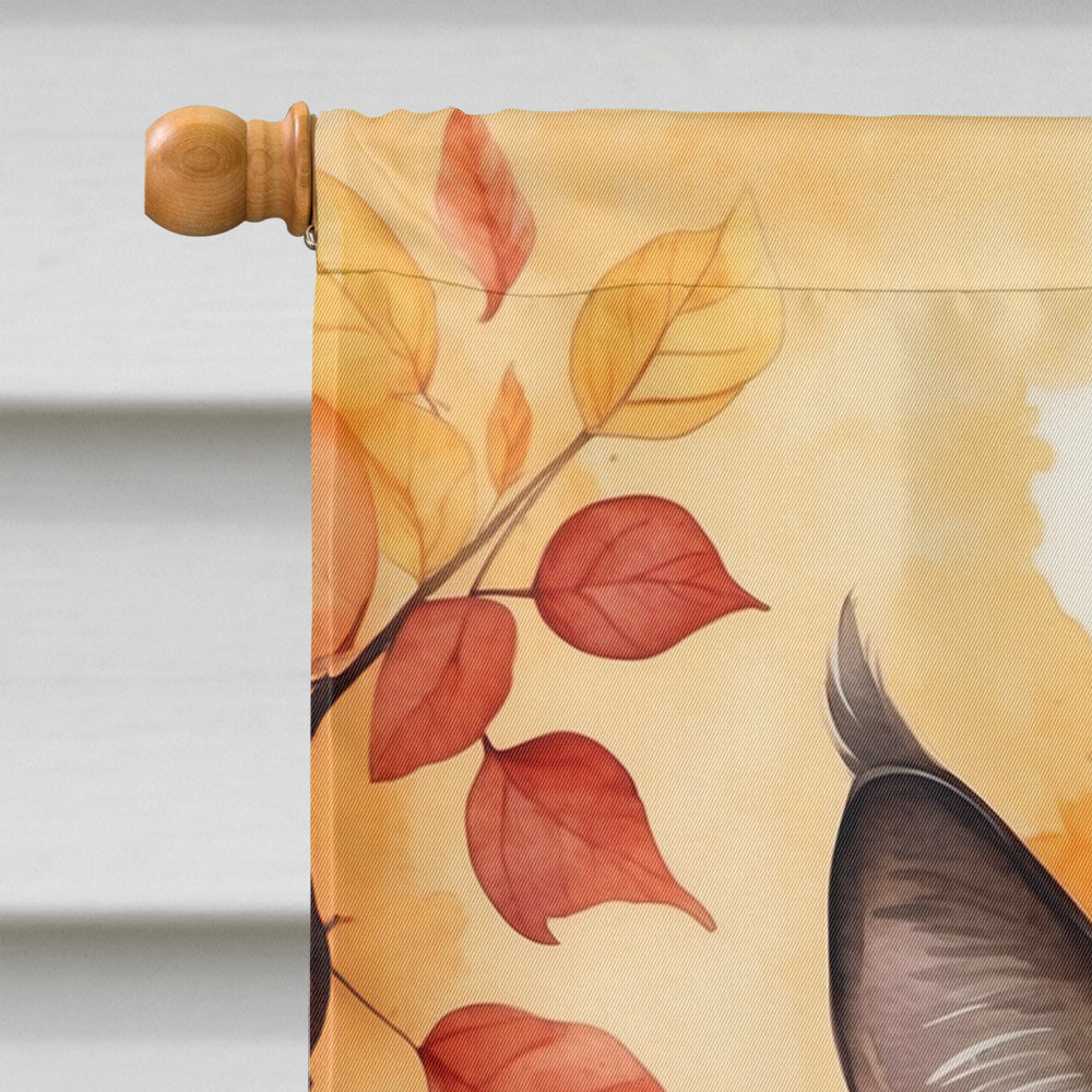 Birman Cat in Fall Leaves House Flag 28x40 Porch Sleeve Pole Decorative Outside Yard Banner Artwork Wall Hanging, Polyester