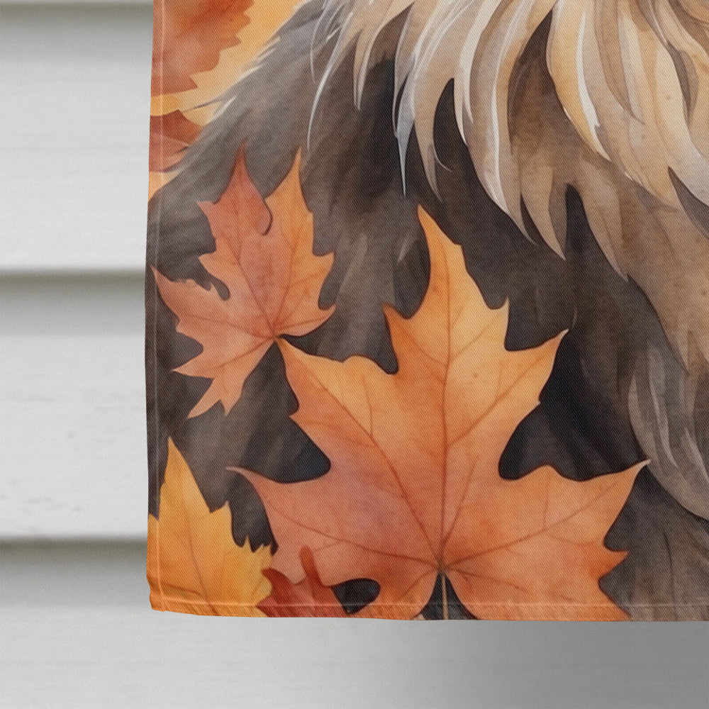 British Longhair Cat in Fall Leaves House Flag 28x40 Porch Sleeve Pole Decorative Outside Yard Banner Artwork Wall Hanging, Polyester