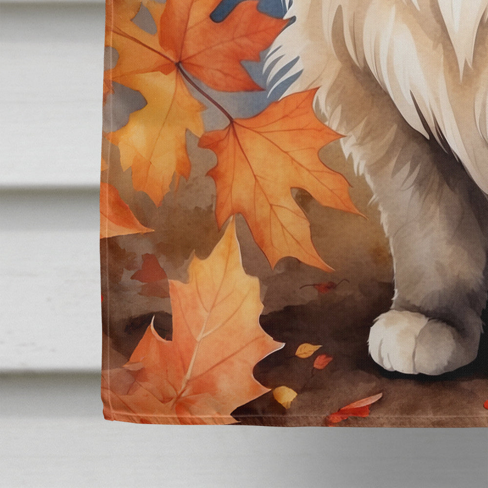 Colorpoint Longhair Cat in Fall Leaves House Flag 28x40 Porch Sleeve Pole Decorative Outside Yard Banner Artwork Wall Hanging, Polyester